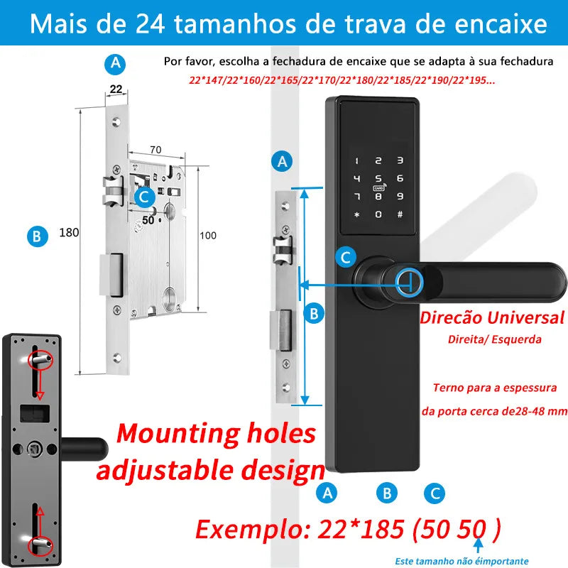 Fechadura eletrônica Inteligente Tuya RH05 Com Wifi  - Impressão Digital